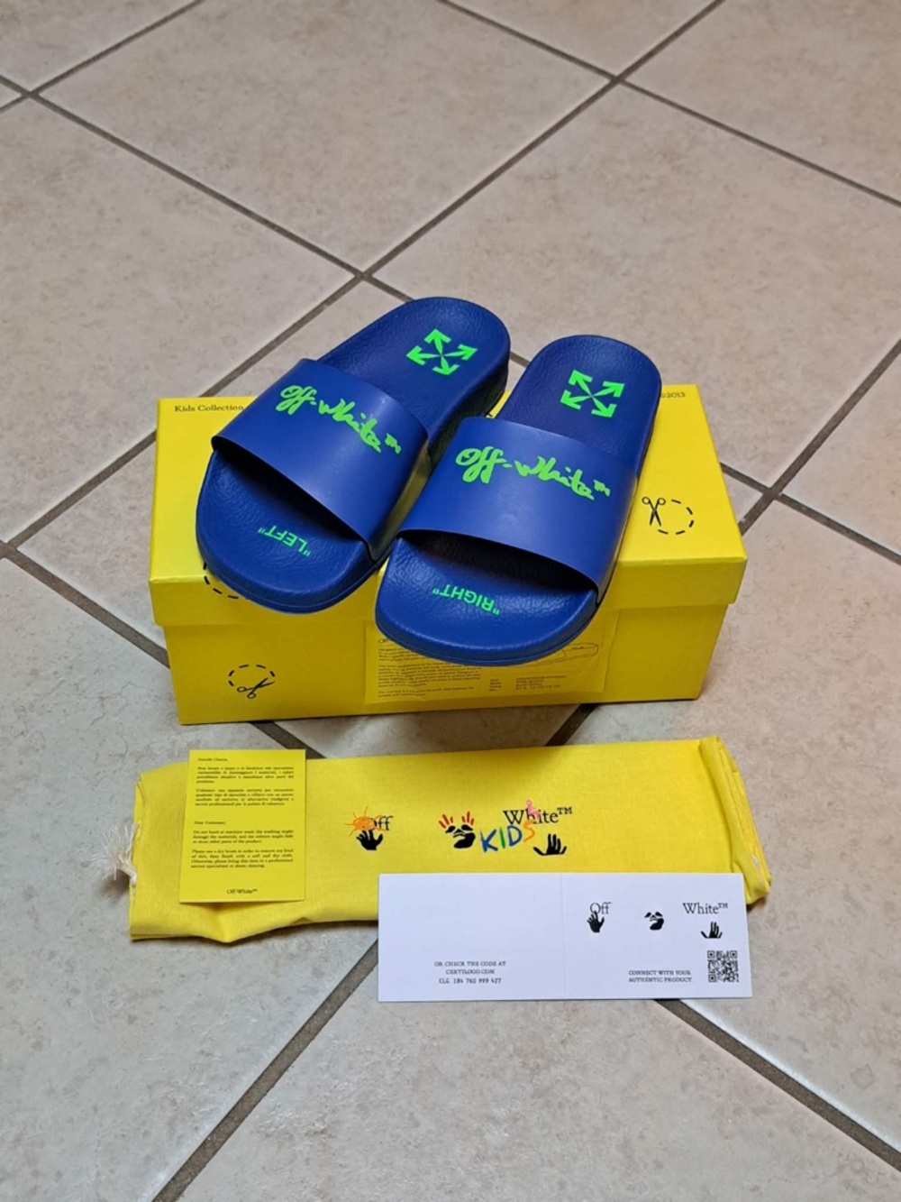 Off-White Kids Slides "OFF" - Kids Toddler USA size 13C (Italian Kids sz 31)